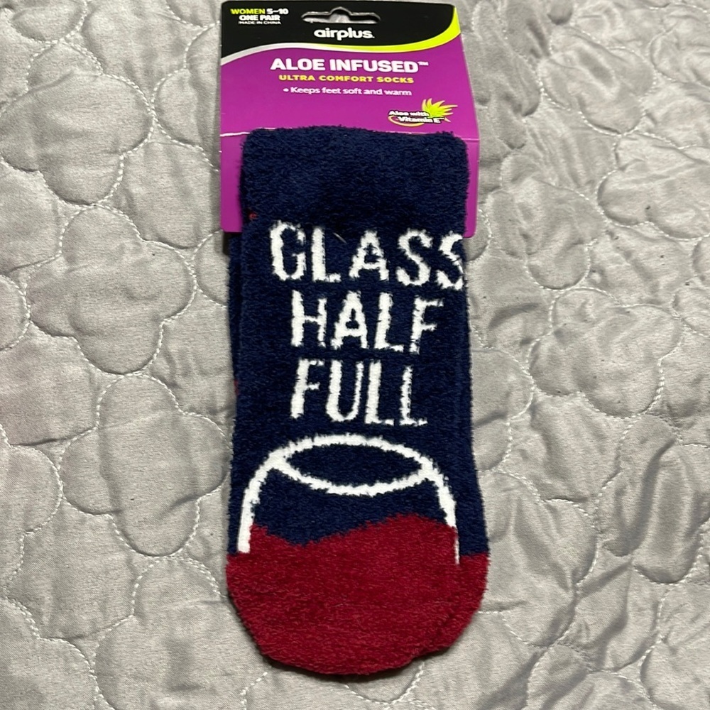 New Aloe Infused Glass Half Full socks